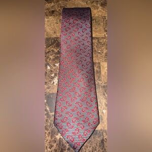 Ermenegildo Zenga. Silk Tie. Black with Red Paisley.